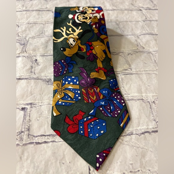 DISNEY MICKEY UNLIMITED VINTAGE MADE IN KOREA CHRISTMAS TIE - Picture 1 of 7
